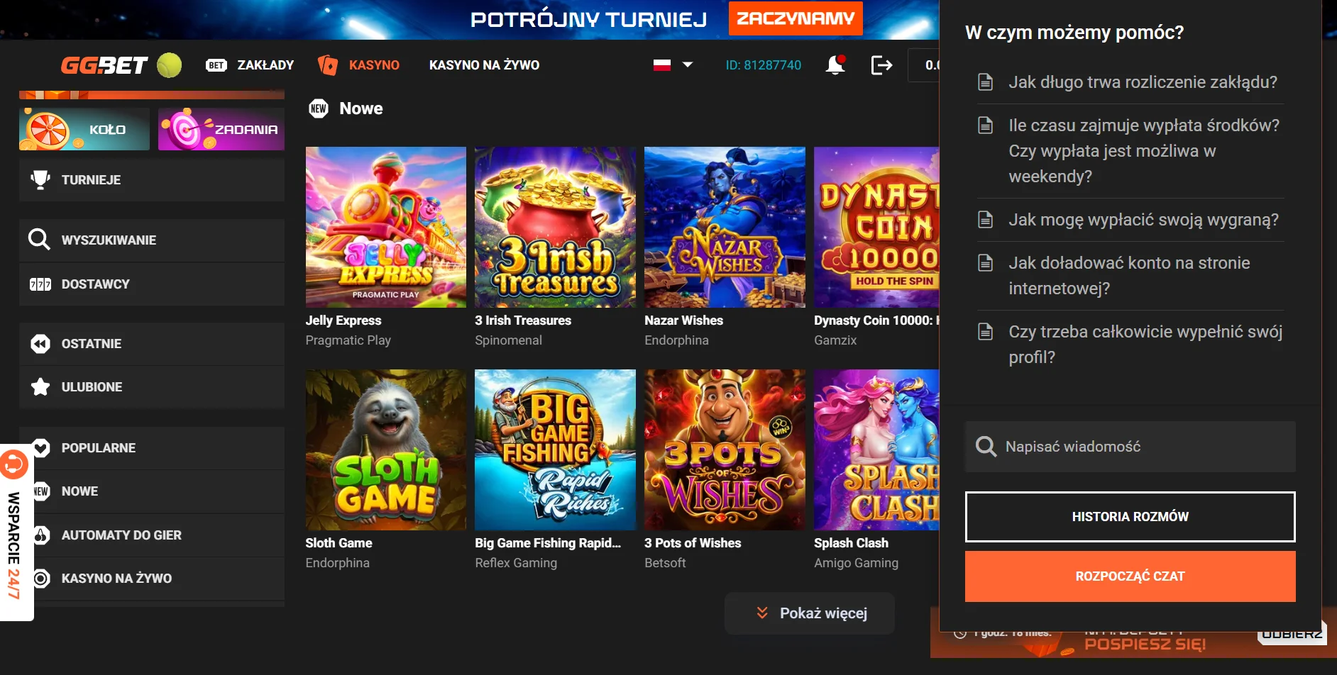 Obsługa klienta i odpowiedzialna gra w GG Bet Casino